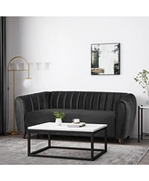Luxurious Velvet Tuxedo Sofa with Channel Stitching and Modern Glamour