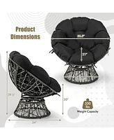 Pe Wicker Papasan Chair with Thick and Removable Cushion