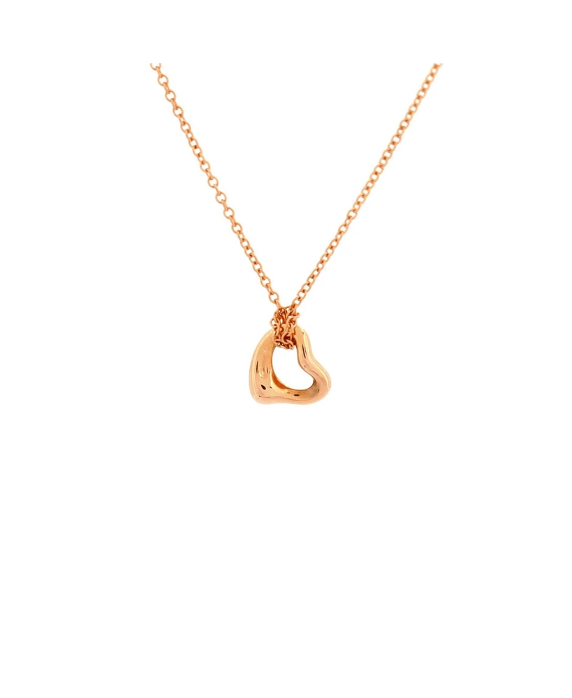Pre-Owned Tiffany & Co. 7mm Elsa Peretti Open Heart Pendant Necklace 18K Rose Gold