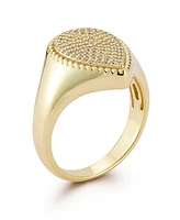Rachel Zoe 14K Gold Plated Sterling Silver Pave Pear Signet Ring