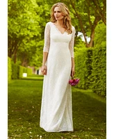 Alie Street London Women's Anya 3/4 Sleeve V-Neck Lace Bridal Gown