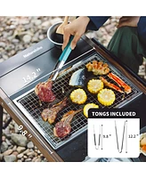 Naturehike Camping Charcoal Grill for Igt Table, Folding Barbecue Grill with Tongs & Carry Bag, Portable Bbq Grill for Outdoor Car Camping Cooking Tai