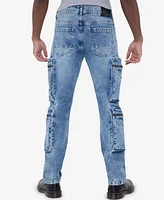 Raw X Men's All Over Zipper Cargo Pocket Straight Fit Fashion Jeans