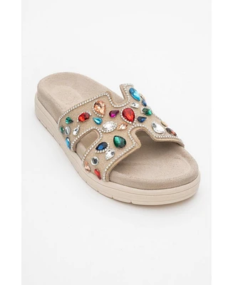 Denilla Leather Embellished Slide Sandal (Women)