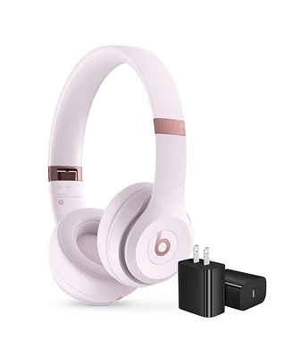 Beats Solo 4 Bluetooth Wireless On-Ear Headphones Cloud Pink MUW33LL/A with Usb-c Wall Charger Power Adapter