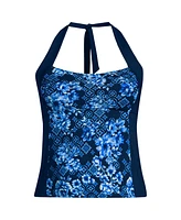 Lands' End Plus Seamed Halter Tankini Top