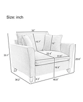 Oversized Chenille Armchair with Pillow