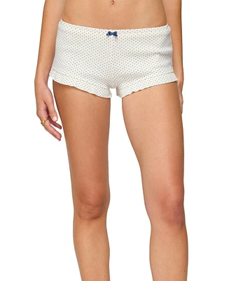 Edikted Women's Avalon Dotted Pointelle Ruffle Shorts