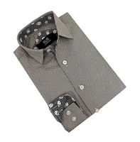 Elie Balleh Little Boys Black Micro Houndstooth Slim Fit Shirt for