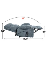 Grey Chenille Power Lift Recliner with Dual Motors, 350lb Capacity, 8-Point Massage, Lumbar Heat