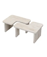 Rectangular Wood Detachable Coffee Table in White (47.24"x23.62" & 35.43"x31.49")