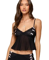 Edikted Women's Dona Lacey Sheer Mesh Tank Top