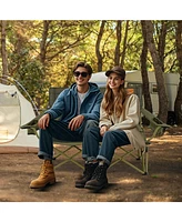 Oversized Camping Chair Folding Loveseat Camping Couch with Cup Holders & Thick Padding