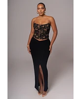 Jluxlabel Women's Hamptons Ribbed Slit Skirt