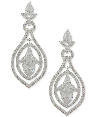 Anne Klein Silver-Tone Cubic Zirconia Drop Earrings