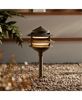 John Timberland Tiered Pagoda 11" High Bronze Led Path Lights Set of 2 - John Timberland