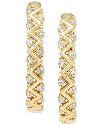Diamond Hoop Earrings (1/4 ct. t.w.) in 10k Yellow Gold