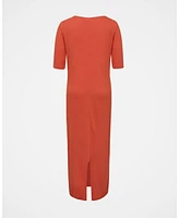 Celtic & Co. Women's Linen Cotton Blend V-Neck Midi Dress