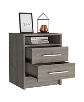 Modern Nightstand with Open Shelf and 2 Drawers – Bedside Table
