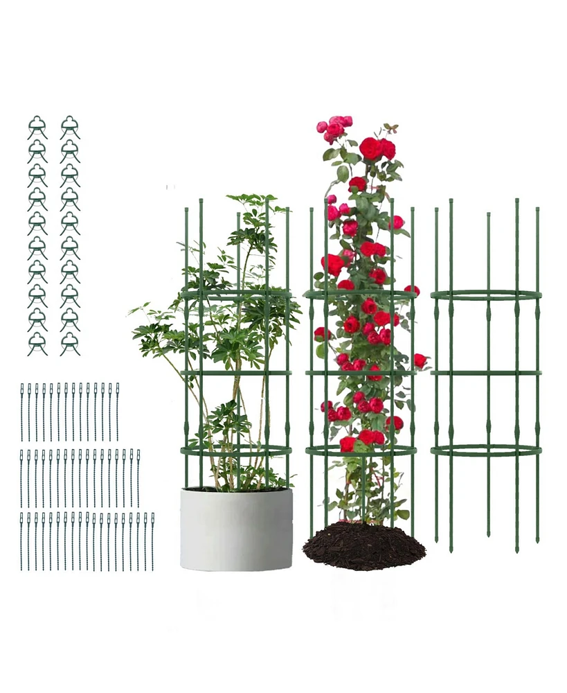 3 Pack 60 inch Adjustable Tall Plant Support Trellis for Climbing Plants