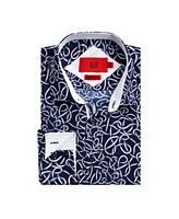 Elie Balleh Big Boys Navy Slim Fit Swirl Print Button-Down Shirt