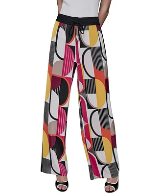 Karl Lagerfeld Paris Women's Geo-Print Pull-On Pants