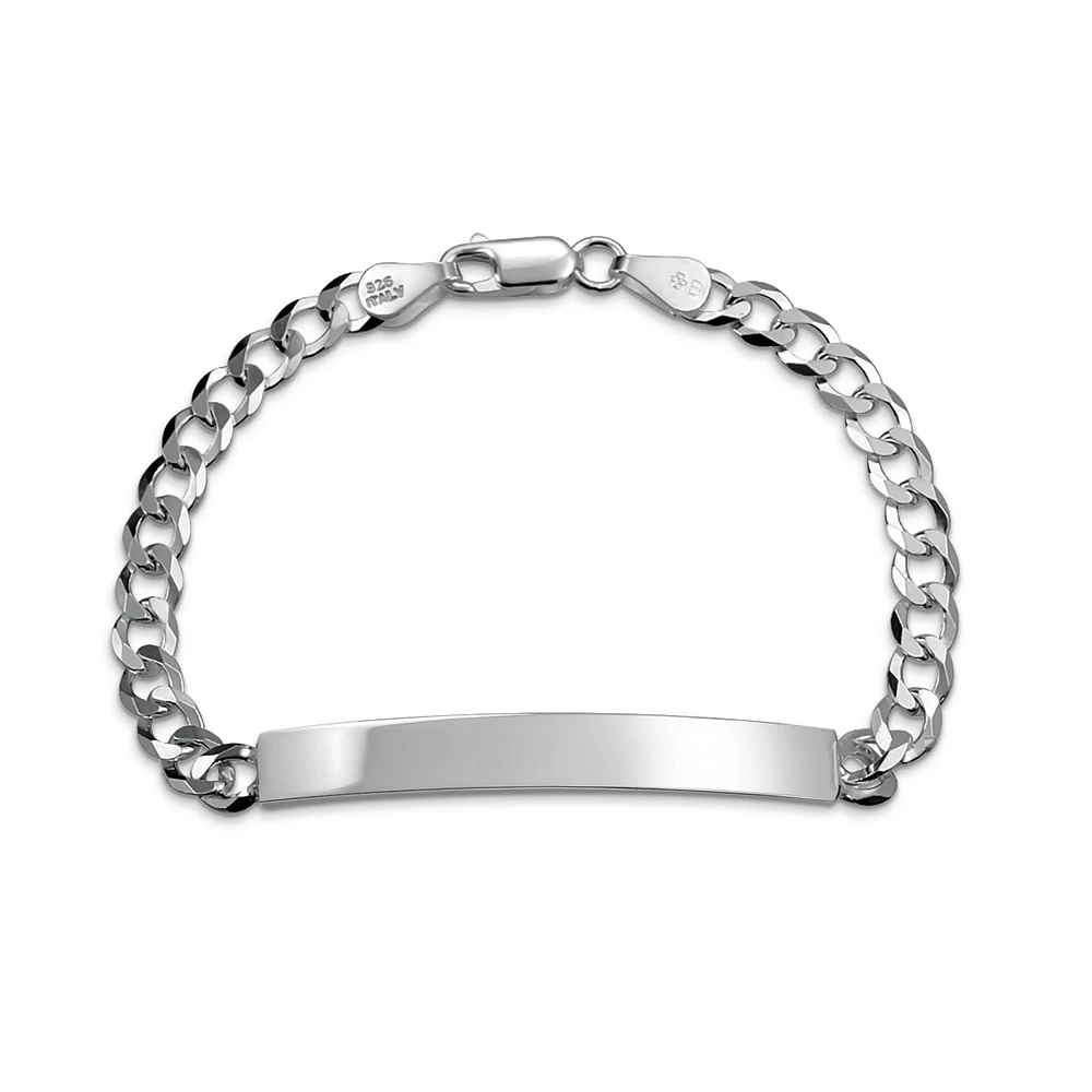 Bling Jewelry Bar Name Plated identification Id Bracelet 5 Mm Miami Cuban Curb Link Chain Link 180 Gauge .925 Sterling Silver