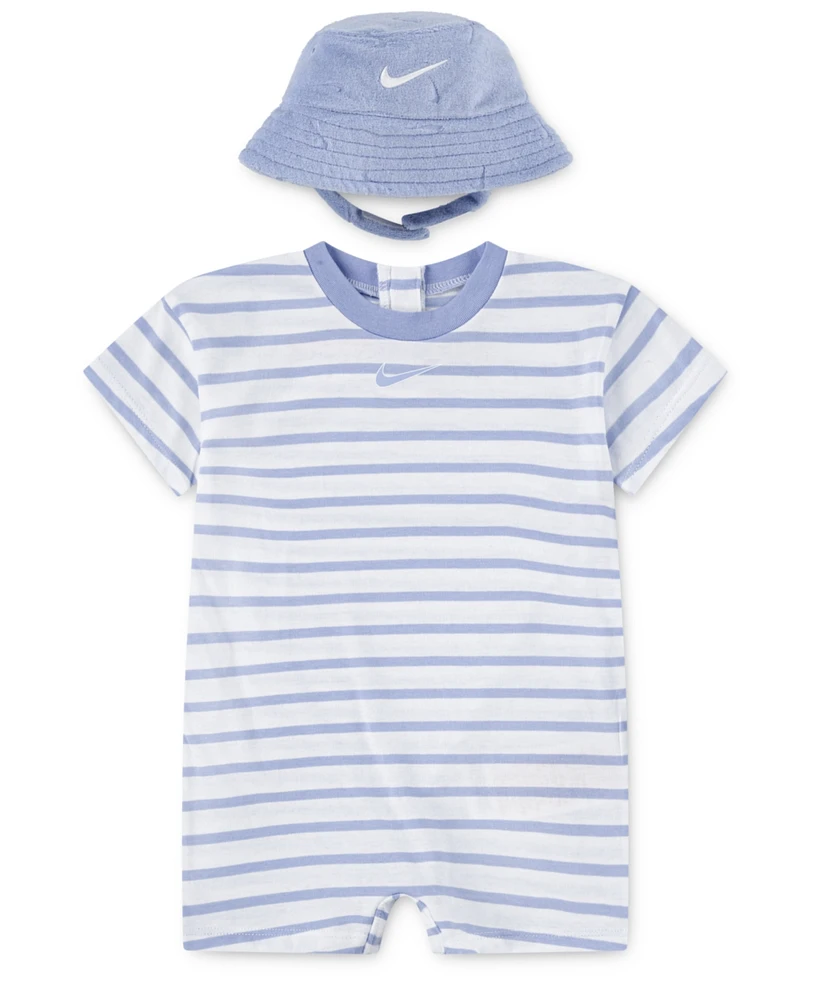 Nike Baby Boys Short Sleeve Romper with Bucket Hat