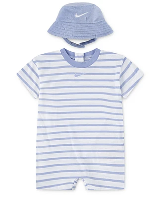Nike Baby Boys Short Sleeve Romper with Bucket Hat