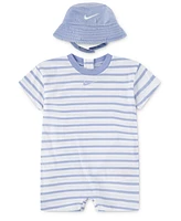 Nike Baby Boys Short Sleeve Romper with Bucket Hat
