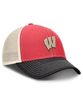 Top of the World Men's Red/Black Wisconsin Badgers Off-Road Trucker Adjustable Hat