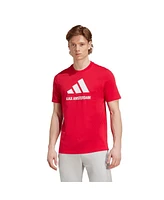 Adidas Men's Red Ajax Three-Stripe Wordmark T-Shirt