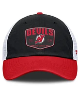 Fanatics Men's Black New Jersey Devils Fundamental One-Time Trucker Adjustable Hat