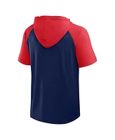 Fanatics Men's Navy Atlanta Braves Prime Raglan Short Sleeve Hoodie T-Shirt