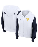 Nike Women's White West Virginia Mountaineers Cropped Beyond Capability Color-Block Script Full-Zip Hoodie