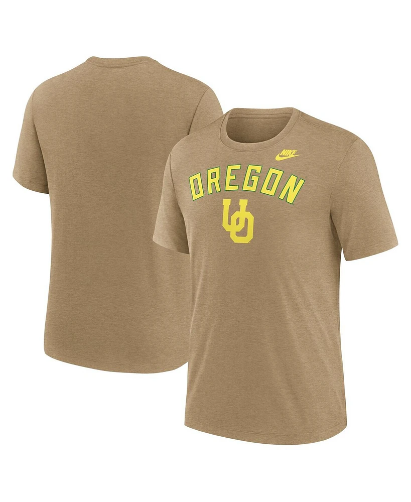 Nike Men's Heather Light Brown Oregon Ducks Legacy Arch Tri-Blend T-Shirt
