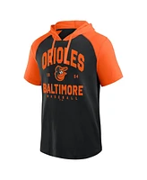 Fanatics Men's Black Baltimore Orioles Prime Raglan Short Sleeve Hoodie T-Shirt