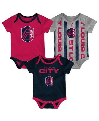 Outerstuff Newborn 3-Pack St. Louis City Sc Loyal Buddies Bodysuit Set