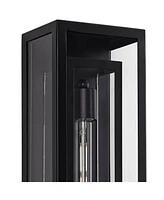 Double Box Modern Industrial Outdoor Wall Light Fixture Black Metal 16 1/2" Clear Glass for Exterior House Porch Patio Outside Deck Garage Yard F