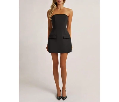 Heiress Beverly Hills Women's Strapless A Line Pocket Mini Dress