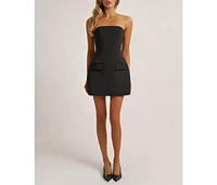 Heiress Beverly Hills Women's Strapless A Line Pocket Mini Dress