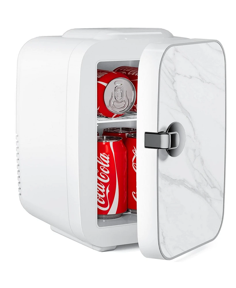 Casainc Portable Small Refrigerator, Versatile Multifunctional, 4L/6 Can Cooler & Warmer Mini Fridge