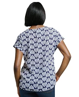 Jones New York Women's Short Sleeve Button Detail Top