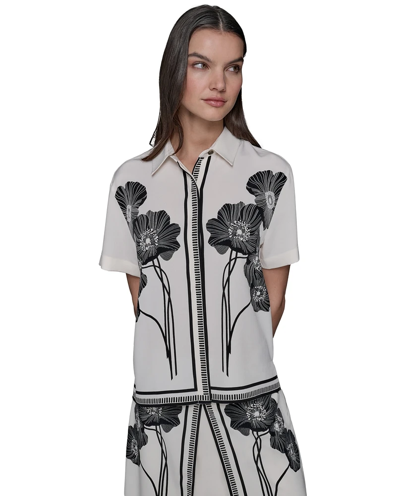 Karl Lagerfeld Paris Women's Floral Print Shirt