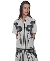 Karl Lagerfeld Paris Women's Floral Print Shirt