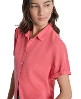 Dkny Jeans Women's Rolled-Sleeve Button-Up Shirt