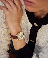 Bulova Women's Sutton Automatic Brown Leather Strap Watch 34.5mm