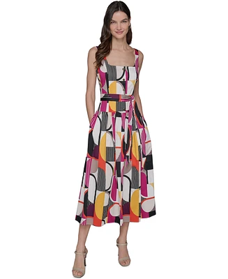 Karl Lagerfeld Paris Women's Geo-Print Midi Dress