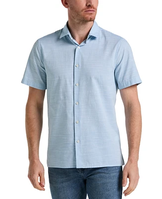 Perry Ellis Men's Cotton Dobby Short Sleeve Button-Front Shirt