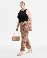I.n.c. International Concepts Plus Printed Mid-Rise Straight-Leg Pants, Exclusively at Macy's